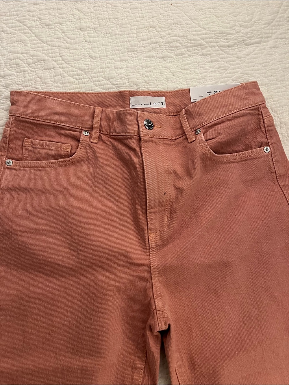 LOFT High Waist Straight Crop Jeans - Dusty Rose - Picture 4 of 7